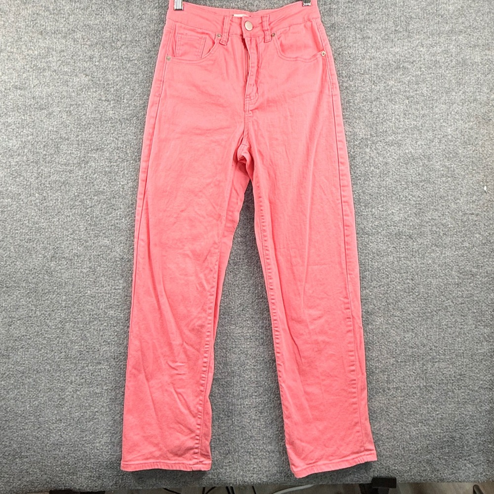 rue21 Small 26x29 Mid Rise Straight Leg Jeans Coral Pink‎ Babiecore Girly Y2K